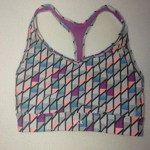 Victoria's Secret VSX The Player Sports Bra Size XS Racerback Geometric Colorful